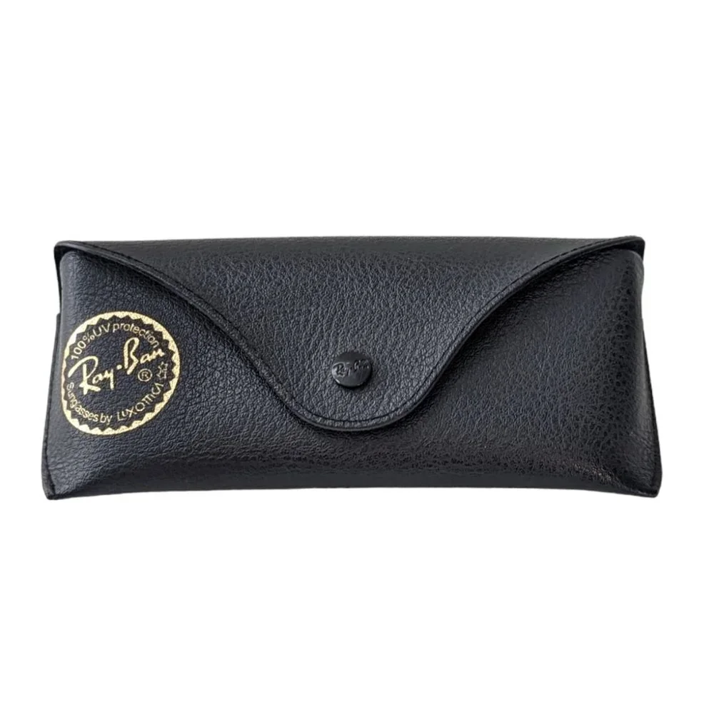 Ray Ban Leather Sunglasses Hard‎ Case Snap Button Black Pebbled